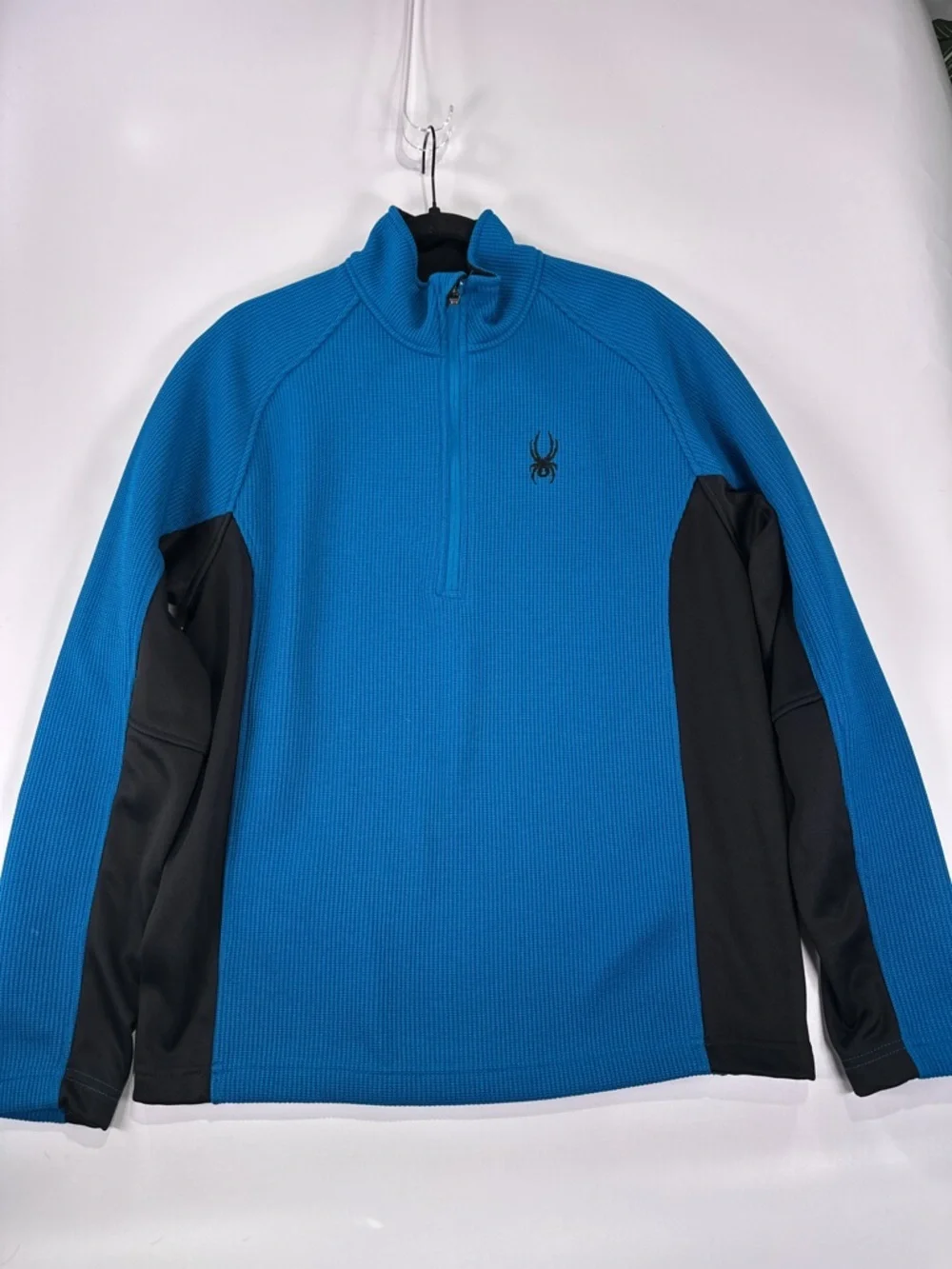 Spyder Outbound Half Zip Core Sweater Mock Neck Knit Fleece Blue Black Mens M